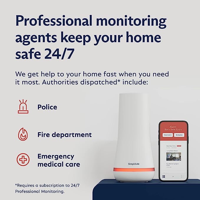 24/7 Professional monitoring with Simplisafe Home Security System